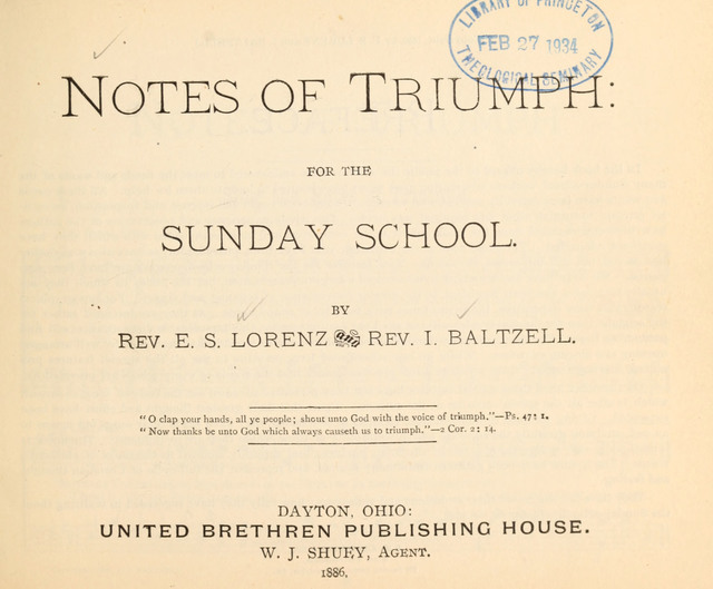 Notes of Triumph: for the Sunday School page vi