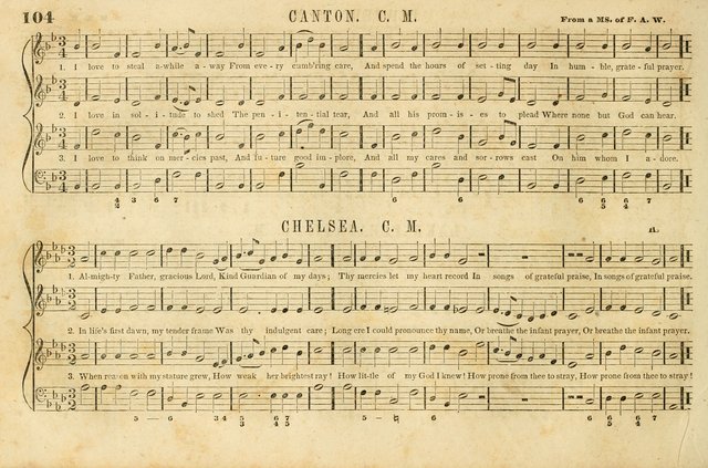 The New York Choralist: a new and copious collection of Psalm and hymn tunes adapted to all the various metres in general use with a large variety of anthems and set pieces page 104