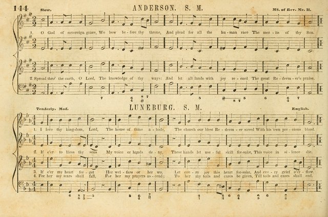 The New York Choralist: a new and copious collection of Psalm and hymn tunes adapted to all the various metres in general use with a large variety of anthems and set pieces page 144