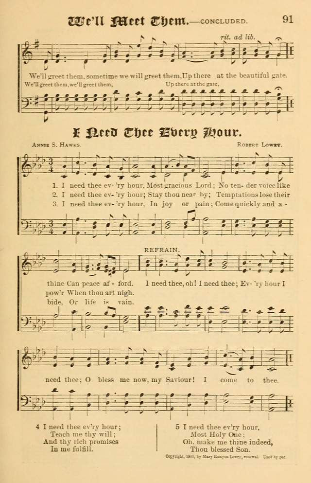 Our Hymns: compiled for use in the services of the Baptist Temple page 91