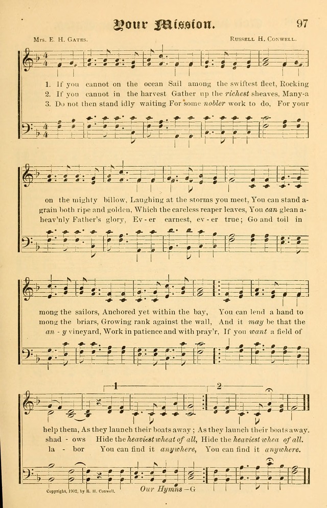 Our Hymns: compiled for use in the services of the Baptist Temple page 97