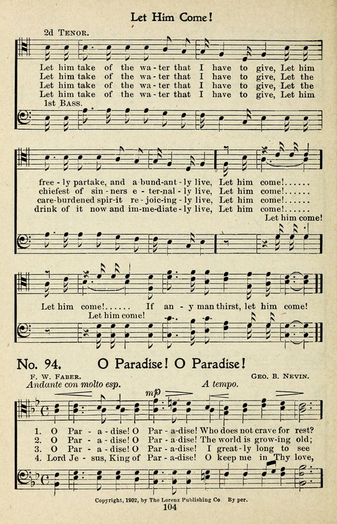 One Hundred Gospel Hymns: for male voices page 102