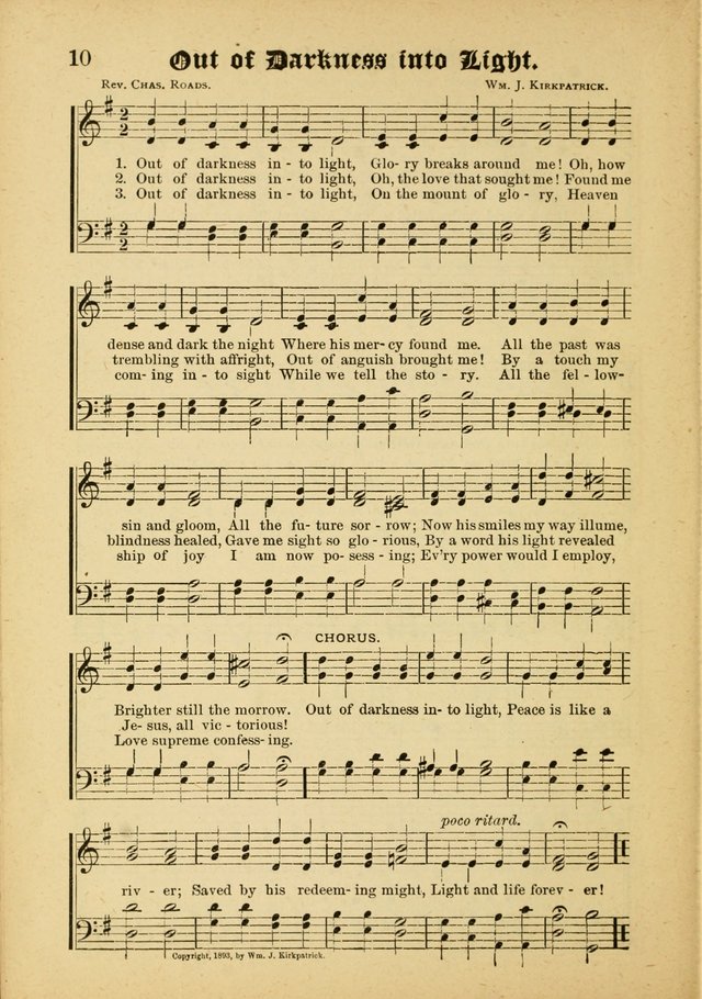 Our Praise in Song: a collection of hymns and sacred melodies, adapted for use by Sunday schools, Endeavor societies, Epworth Leagues, evangelists, pastors, choristers, etc. page 10