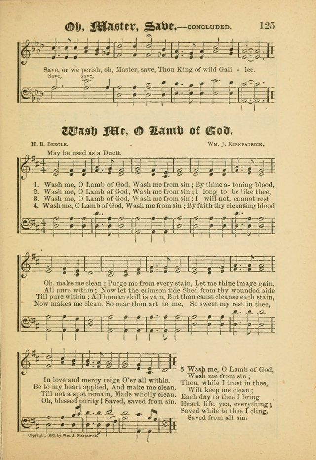 Our Praise in Song: a collection of hymns and sacred melodies, adapted for use by Sunday schools, Endeavor societies, Epworth Leagues, evangelists, pastors, choristers, etc. page 125