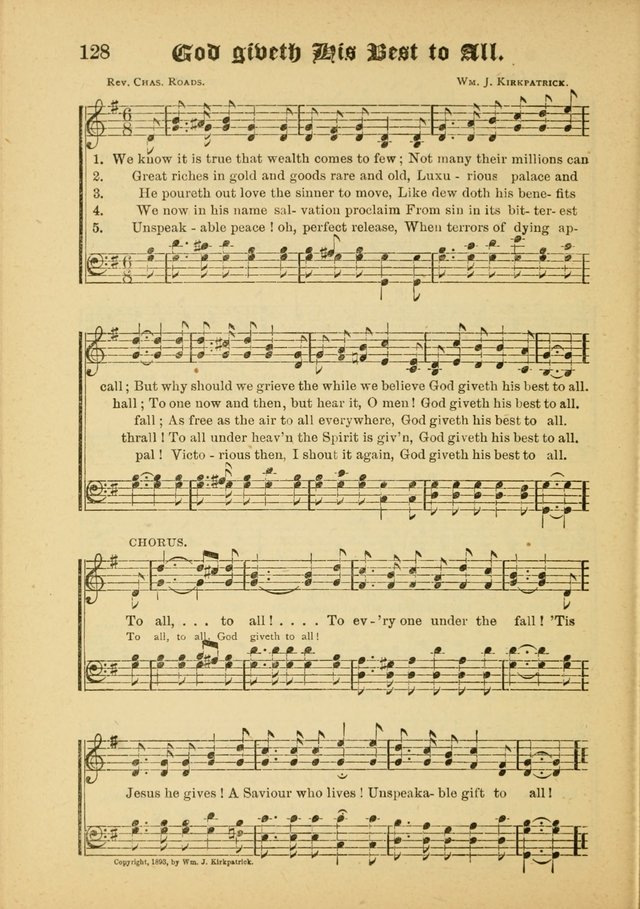 Our Praise in Song: a collection of hymns and sacred melodies, adapted for use by Sunday schools, Endeavor societies, Epworth Leagues, evangelists, pastors, choristers, etc. page 128