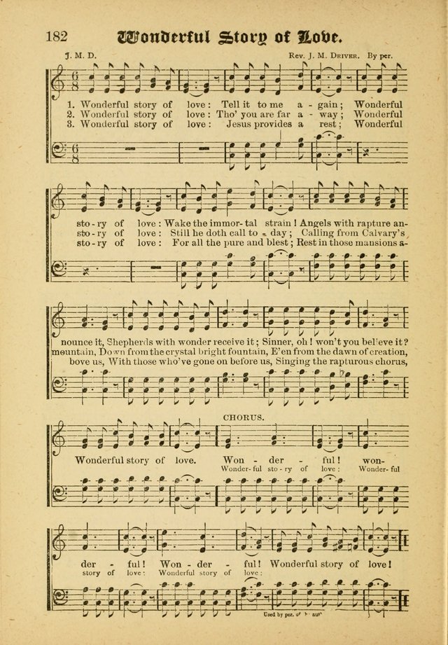 Our Praise in Song: a collection of hymns and sacred melodies, adapted for use by Sunday schools, Endeavor societies, Epworth Leagues, evangelists, pastors, choristers, etc. page 182