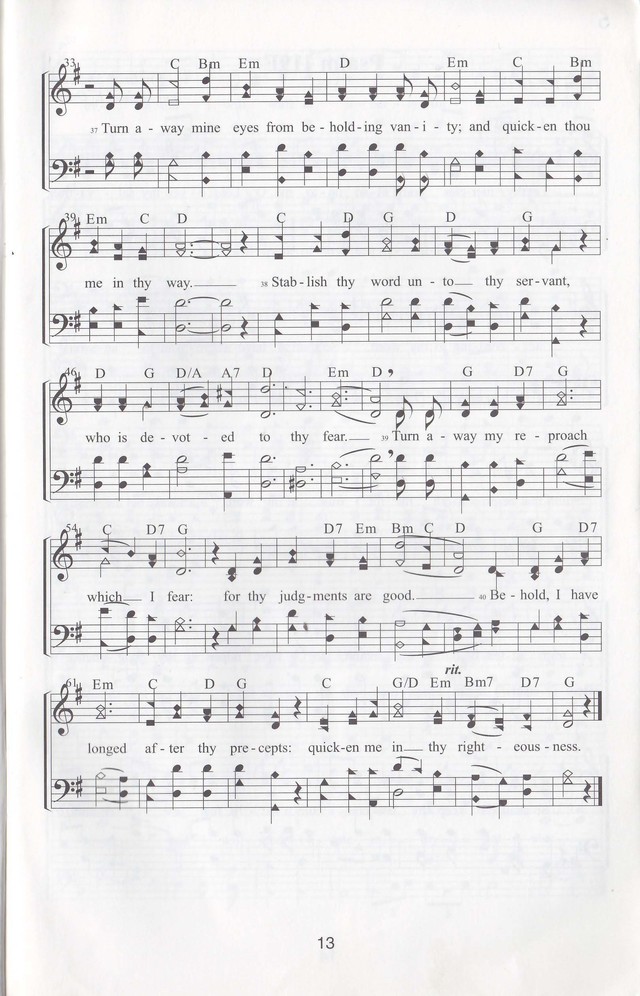 The complete and unaltered text of Psalm 119 from the King James Bible in the form of Musical Settings page 13