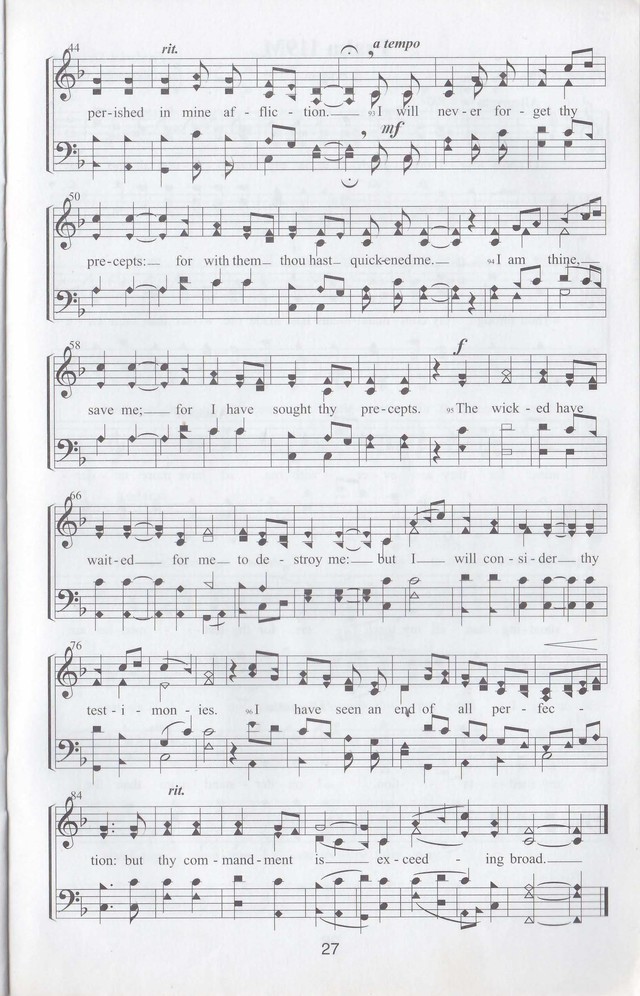 The complete and unaltered text of Psalm 119 from the King James Bible in the form of Musical Settings page 27