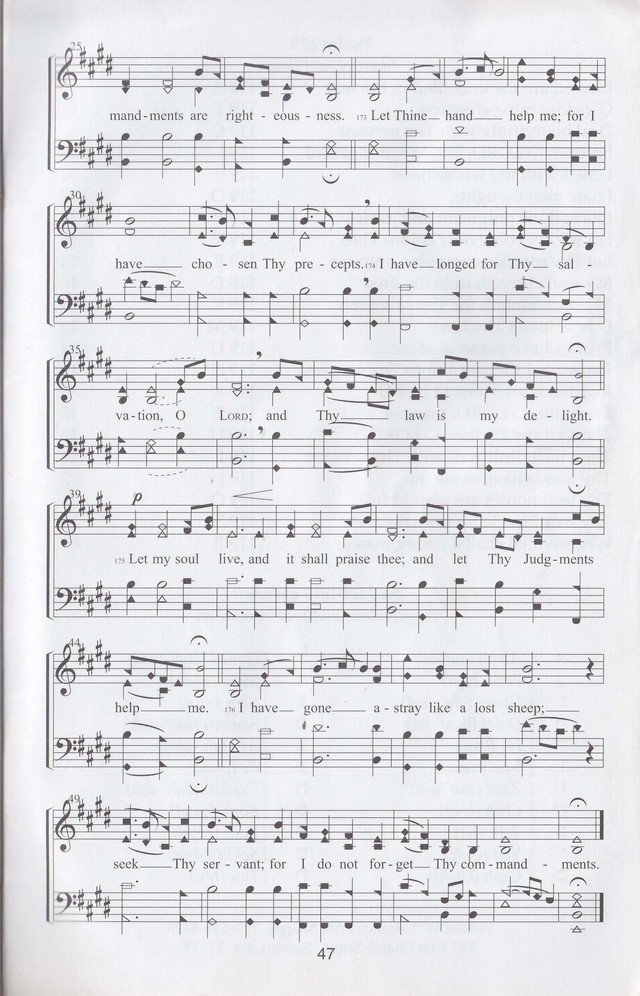 The complete and unaltered text of Psalm 119 from the King James Bible in the form of Musical Settings page 47