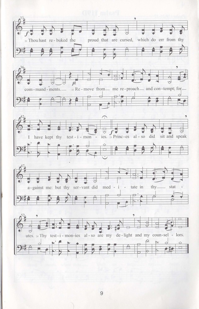 The complete and unaltered text of Psalm 119 from the King James Bible in the form of Musical Settings page 9