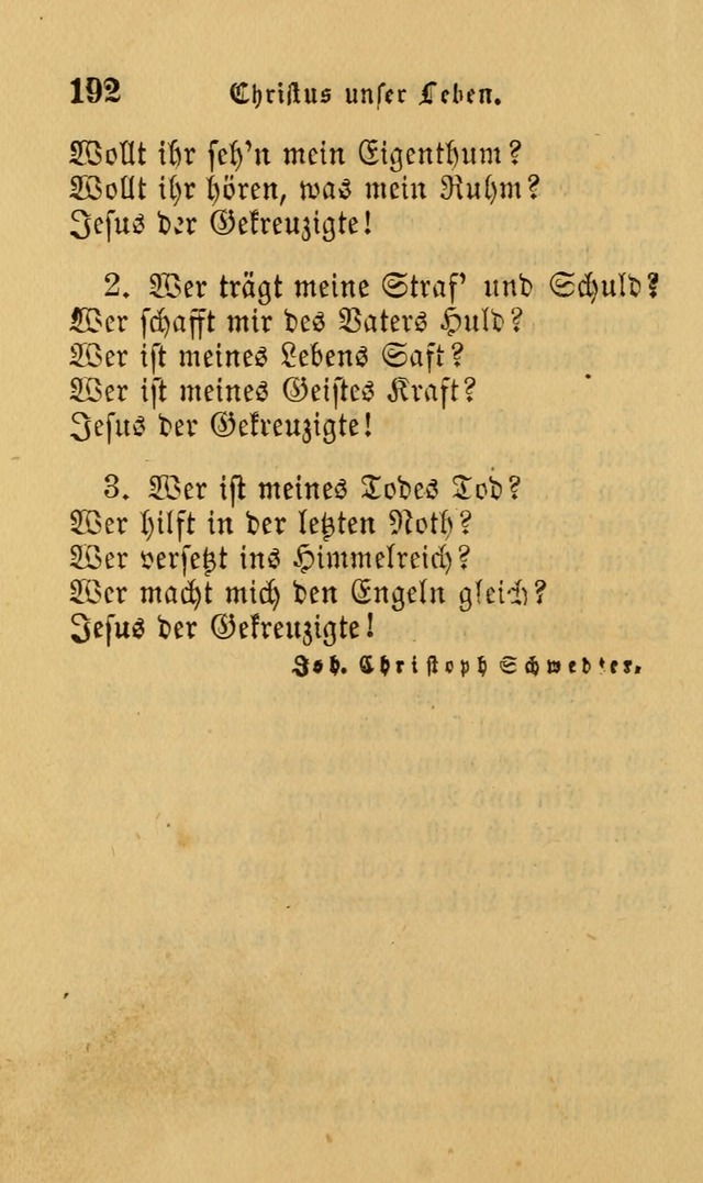 Die Pilgerharfe: eine sammlung evangelischer lieder, für den Gebrauch gläubig getauster Christen und der Gemeinden des Herrn in Nordamerika page 192