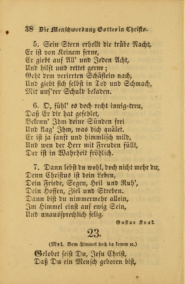 Die Pilgerharfe: eine sammlung evangelischer lieder, für den Gebrauch gläubig getauster Christen und der Gemeinden des Herrn in Nordamerika page 38