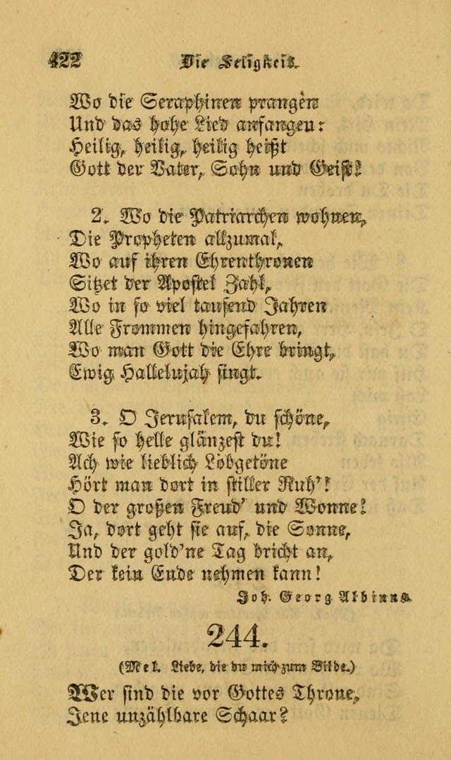 Die Pilgerharfe: eine sammlung evangelischer lieder, für den Gebrauch gläubig getauster Christen und der Gemeinden des Herrn in Nordamerika page 422