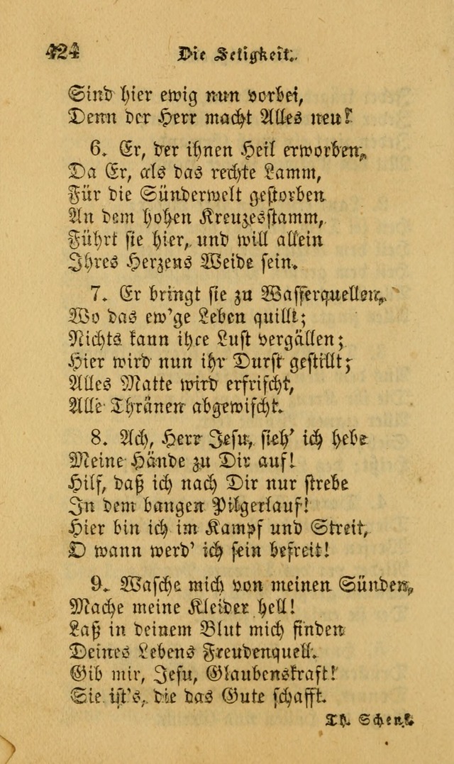 Die Pilgerharfe: eine sammlung evangelischer lieder, für den Gebrauch gläubig getauster Christen und der Gemeinden des Herrn in Nordamerika page 424