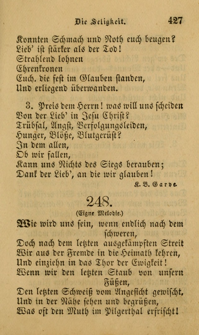 Die Pilgerharfe: eine sammlung evangelischer lieder, für den Gebrauch gläubig getauster Christen und der Gemeinden des Herrn in Nordamerika page 427