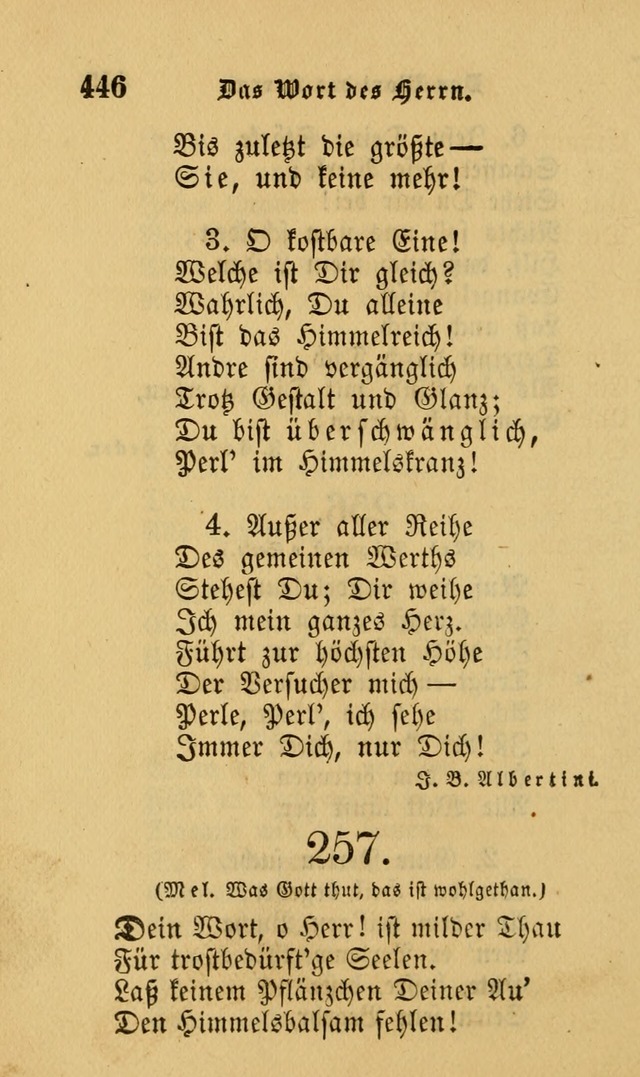 Die Pilgerharfe: eine sammlung evangelischer lieder, für den Gebrauch gläubig getauster Christen und der Gemeinden des Herrn in Nordamerika page 446