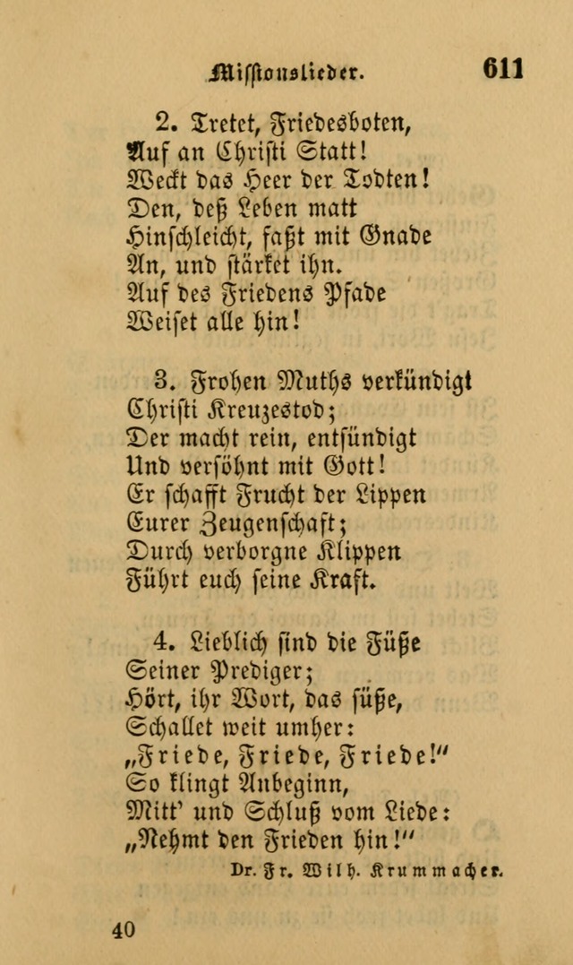 Die Pilgerharfe: eine sammlung evangelischer lieder, für den Gebrauch gläubig getauster Christen und der Gemeinden des Herrn in Nordamerika page 611