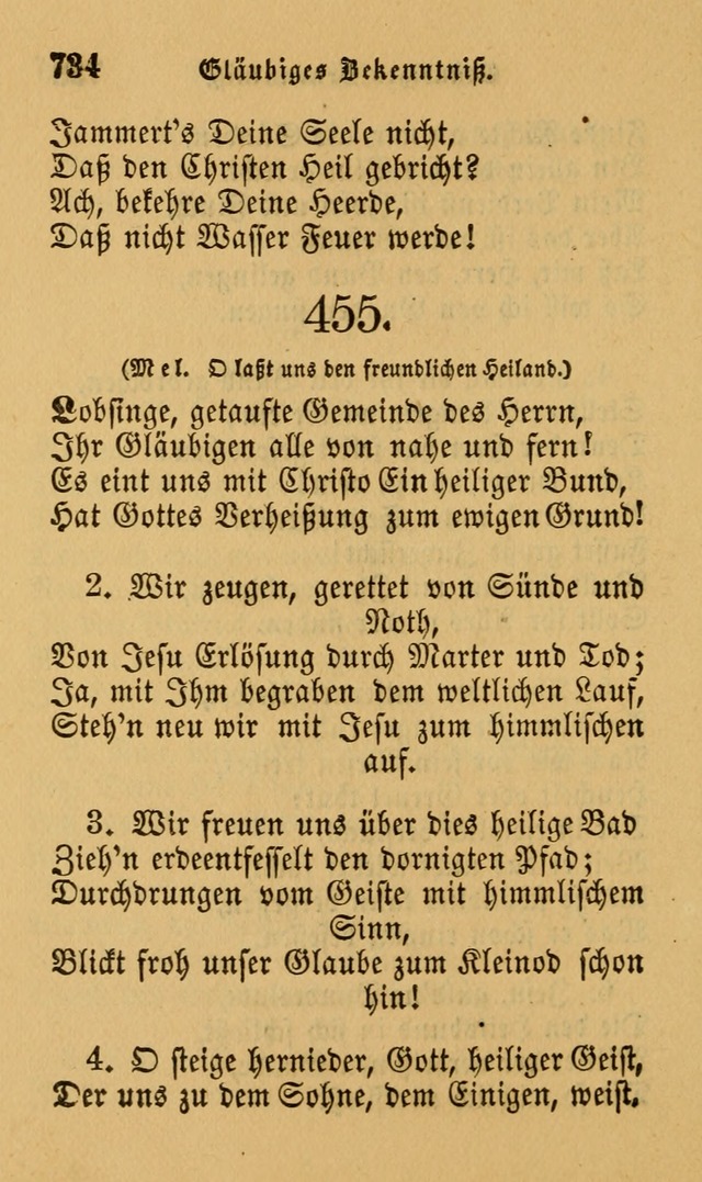 Die Pilgerharfe: eine sammlung evangelischer lieder, für den Gebrauch gläubig getauster Christen und der Gemeinden des Herrn in Nordamerika page 734