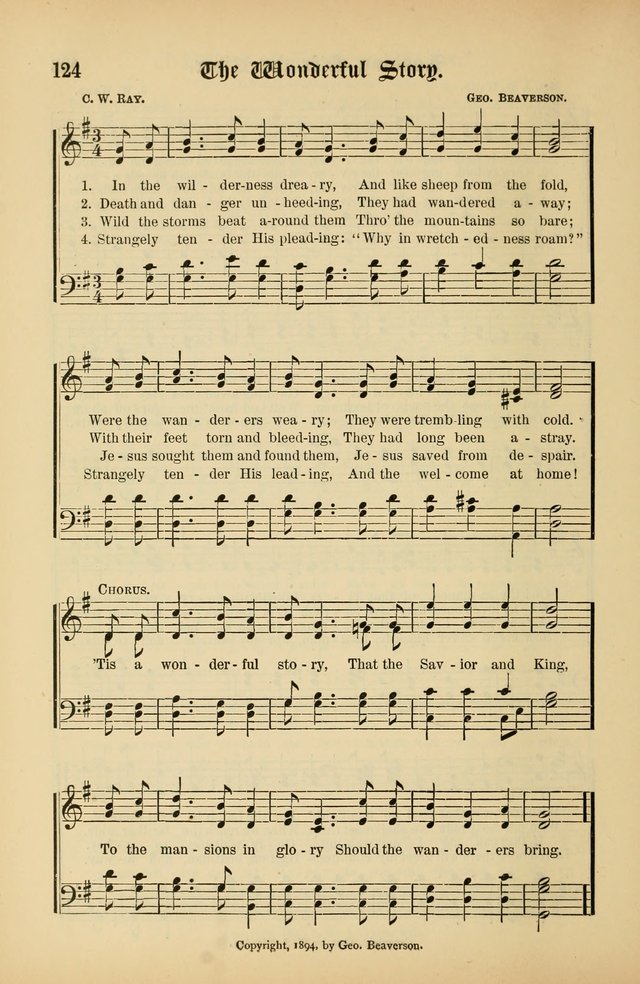 The Peacemaker: a collection of sacred songs and hymns for use in all services of the church, Sunday-school, home circle, and all kinds of evangelistic work page 124