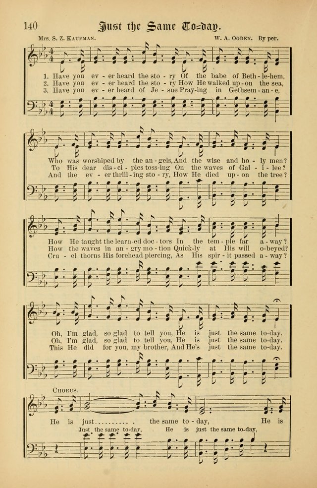 The Peacemaker: a collection of sacred songs and hymns for use in all services of the church, Sunday-school, home circle, and all kinds of evangelistic work page 140