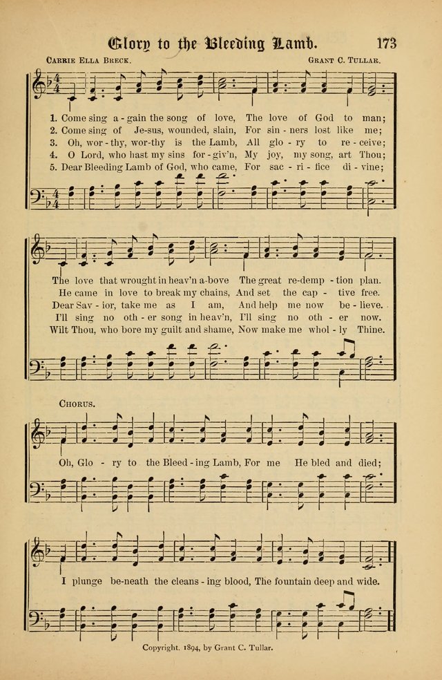 The Peacemaker: a collection of sacred songs and hymns for use in all services of the church, Sunday-school, home circle, and all kinds of evangelistic work page 173