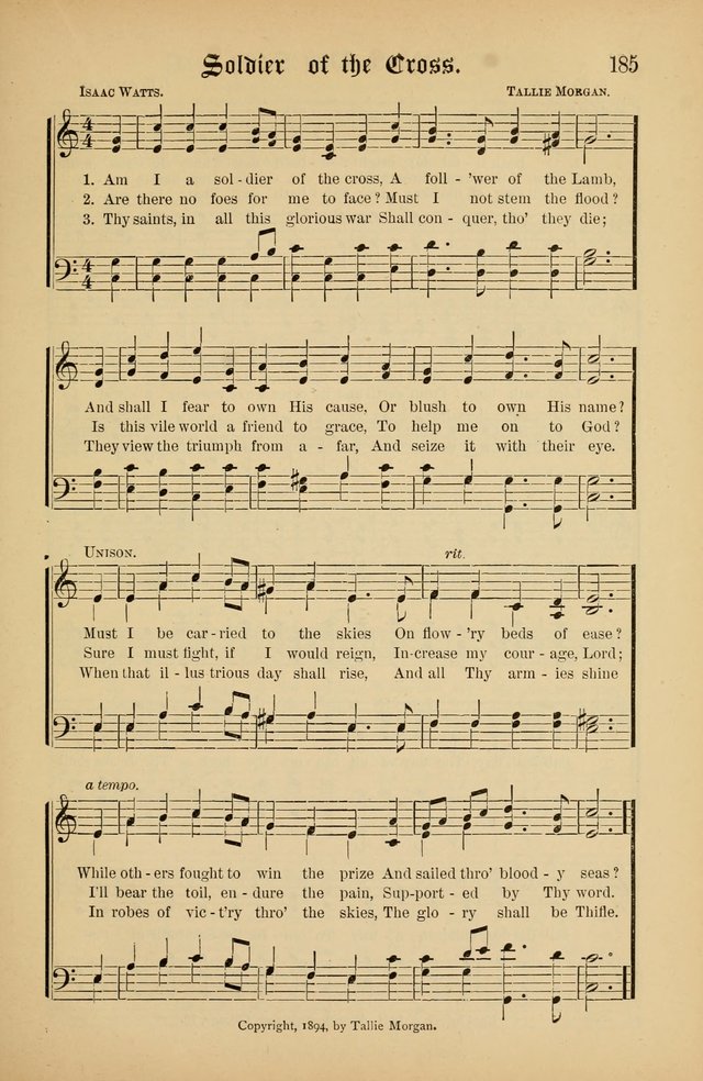 The Peacemaker: a collection of sacred songs and hymns for use in all services of the church, Sunday-school, home circle, and all kinds of evangelistic work page 185