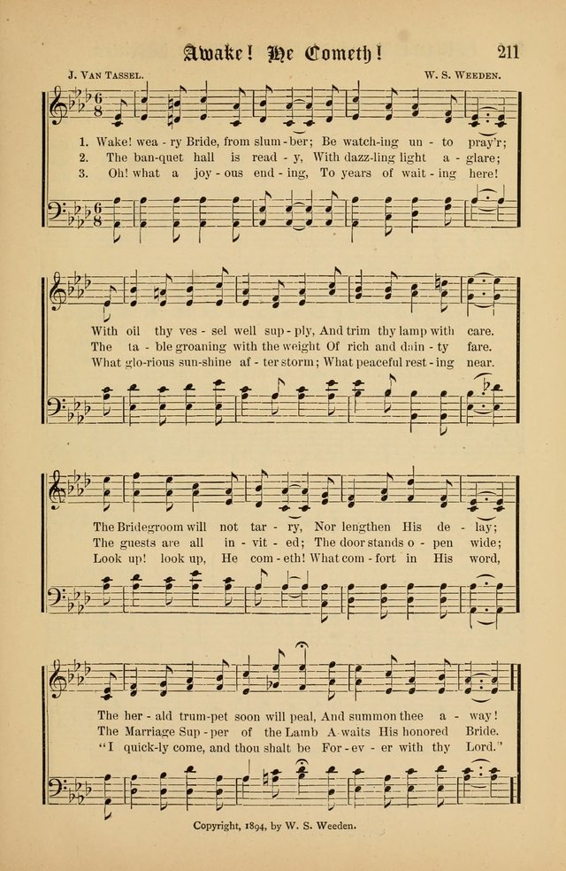 The Peacemaker: a collection of sacred songs and hymns for use in all services of the church, Sunday-school, home circle, and all kinds of evangelistic work page 211