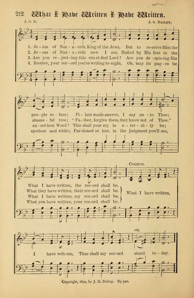 The Peacemaker: a collection of sacred songs and hymns for use in all services of the church, Sunday-school, home circle, and all kinds of evangelistic work page 212