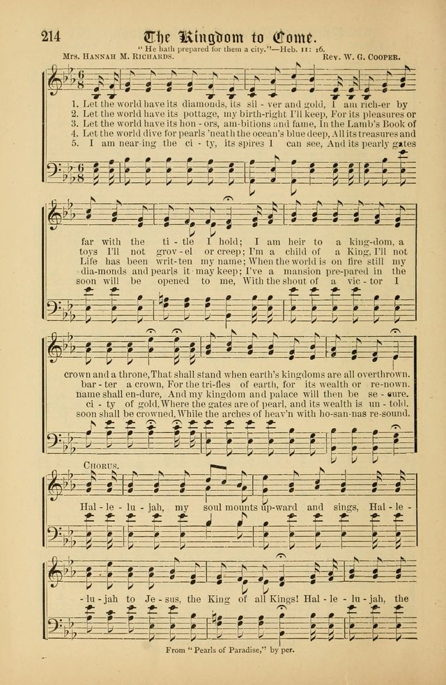 The Peacemaker: a collection of sacred songs and hymns for use in all services of the church, Sunday-school, home circle, and all kinds of evangelistic work page 214