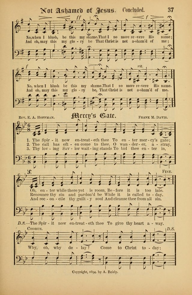 The Peacemaker: a collection of sacred songs and hymns for use in all services of the church, Sunday-school, home circle, and all kinds of evangelistic work page 37