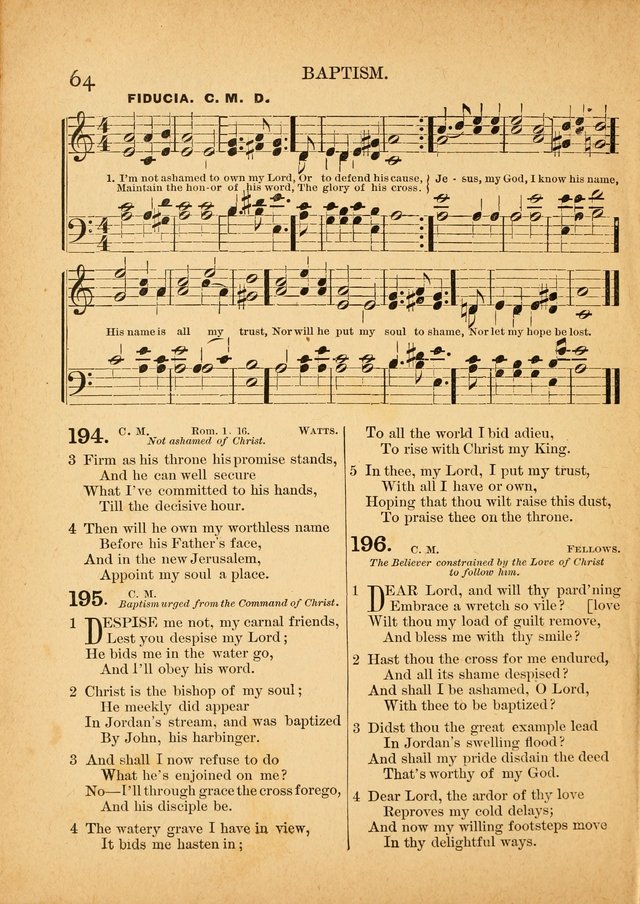 The Primitive Baptist Hymnal: a choice collection of hymns and tunes of early and late composition page 64