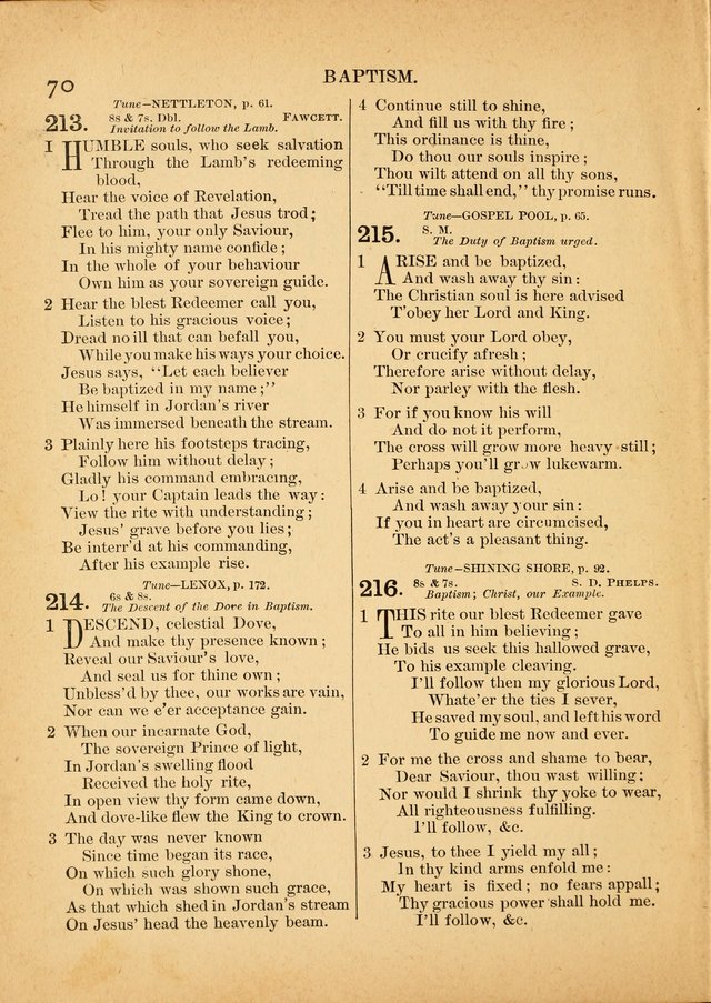 The Primitive Baptist Hymnal: a choice collection of hymns and tunes of early and late composition page 70