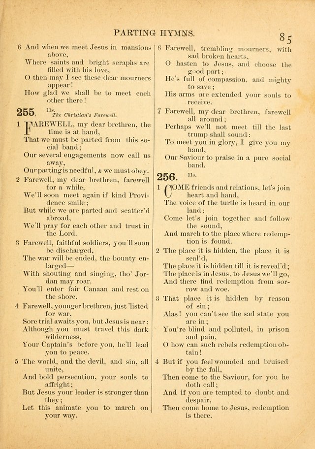 The Primitive Baptist Hymnal: a choice collection of hymns and tunes of early and late composition page 85