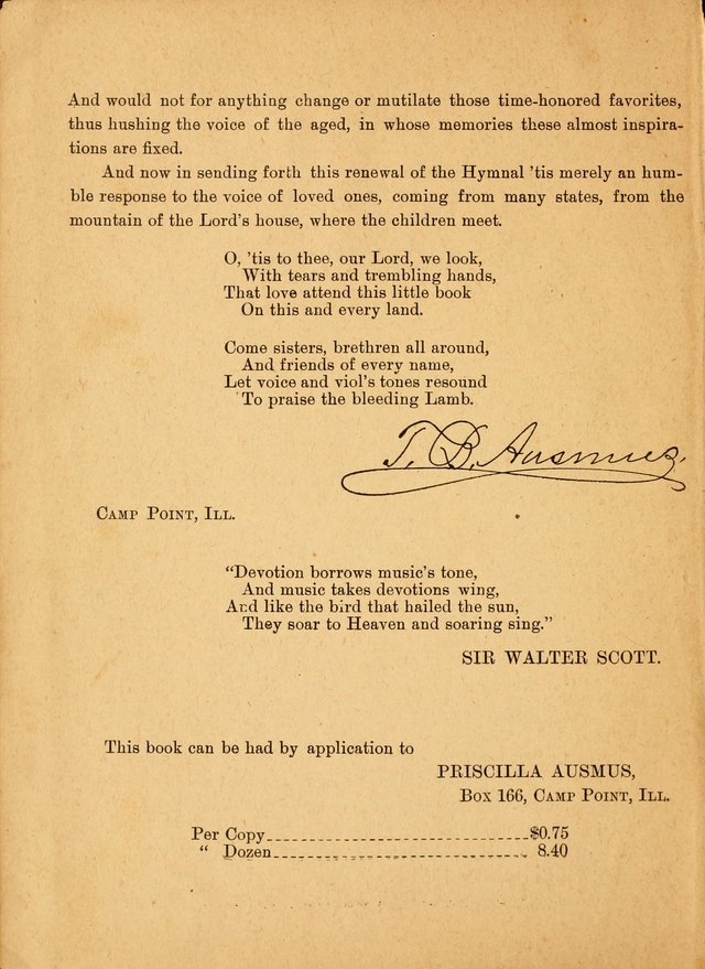 The Primitive Baptist Hymnal: a choice collection of hymns and tunes of early and late composition page vi