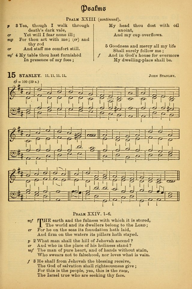 The Presbyterian Book of Praise: approved and commended by the General Assembly of the Presbyterian Church in Canada; With tunes; Part I. Selections from the Psalter. Part II. The Hymnal, rev, and en. page 15