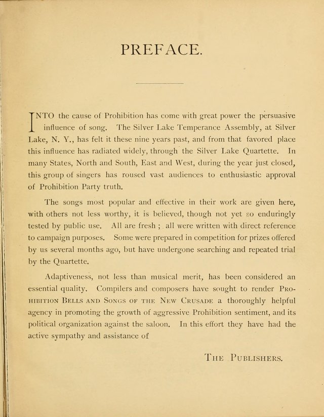 Prohibition Bells and Songs of the New Crusade: for Temperance Organizations, Reform Clubs, Prohibition Camps, and Political Campaigns page 1