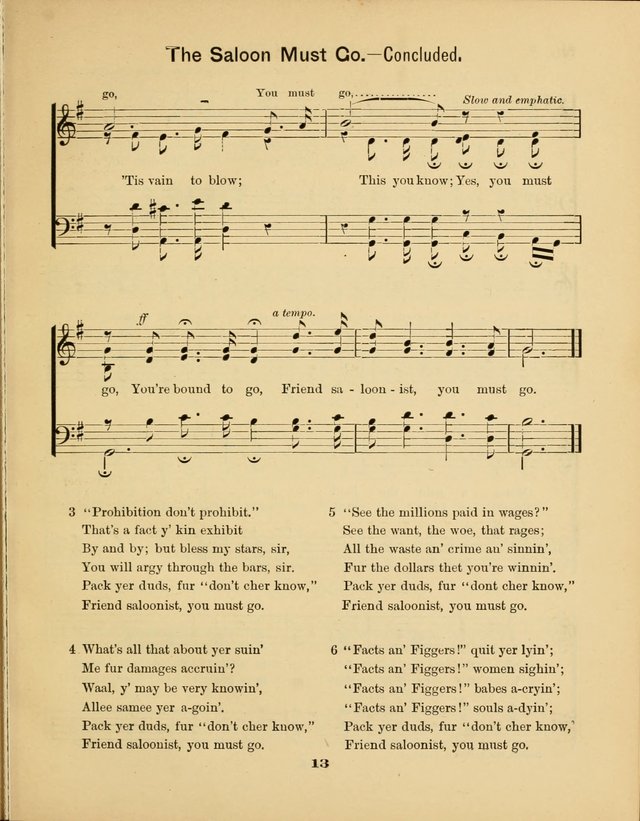 Prohibition Bells and Songs of the New Crusade: for Temperance Organizations, Reform Clubs, Prohibition Camps, and Political Campaigns page 13