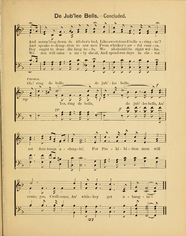 Prohibition Bells and Songs of the New Crusade: for Temperance Organizations, Reform Clubs, Prohibition Camps, and Political Campaigns page 27