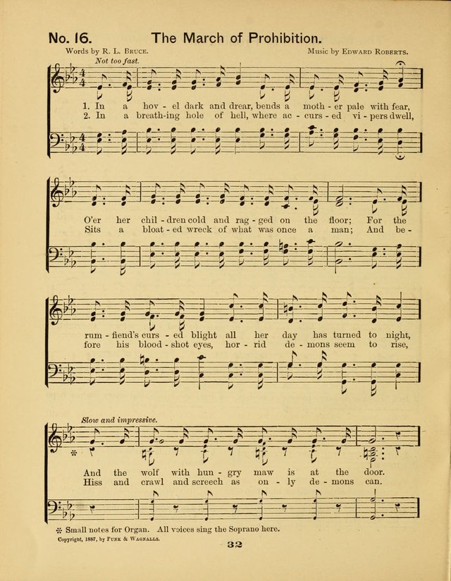 Prohibition Bells and Songs of the New Crusade: for Temperance Organizations, Reform Clubs, Prohibition Camps, and Political Campaigns page 32