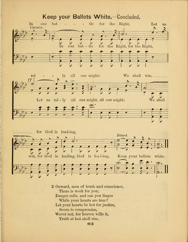 Prohibition Bells and Songs of the New Crusade: for Temperance Organizations, Reform Clubs, Prohibition Camps, and Political Campaigns page 63