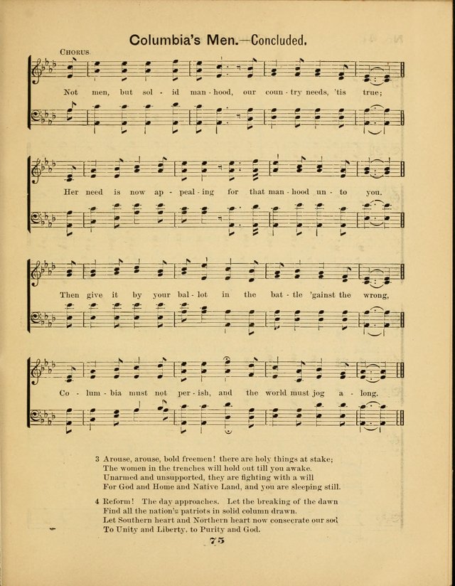 Prohibition Bells and Songs of the New Crusade: for Temperance Organizations, Reform Clubs, Prohibition Camps, and Political Campaigns page 75