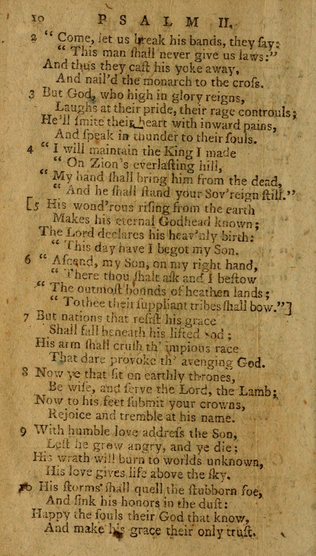 Psalms, carefully suited to the Christian worship in the United States of America: being an improvement of the old version of the Psalms of David ; allowed by the reverend Synod of New York and Philad page 10