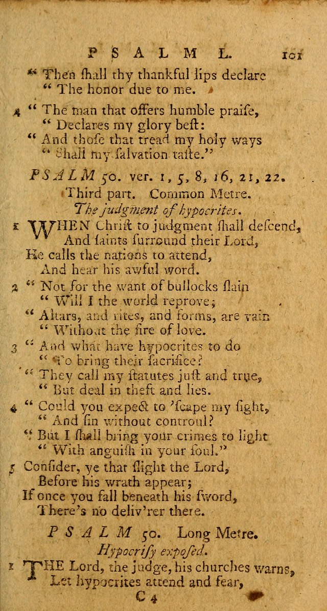 Psalms, carefully suited to the Christian worship in the United States of America: being an improvement of the old version of the Psalms of David ; allowed by the reverend Synod of New York and Philad page 101