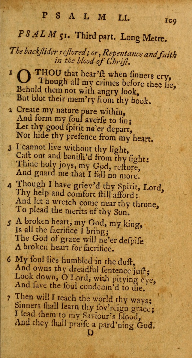 Psalms, carefully suited to the Christian worship in the United States of America: being an improvement of the old version of the Psalms of David ; allowed by the reverend Synod of New York and Philad page 109