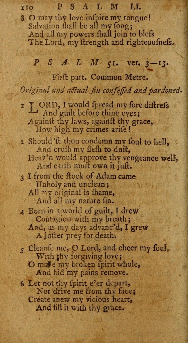 Psalms, carefully suited to the Christian worship in the United States of America: being an improvement of the old version of the Psalms of David ; allowed by the reverend Synod of New York and Philad page 110