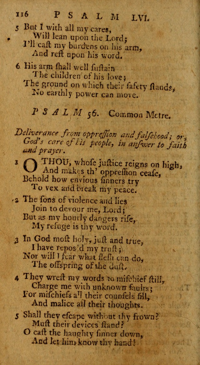 Psalms, carefully suited to the Christian worship in the United States of America: being an improvement of the old version of the Psalms of David ; allowed by the reverend Synod of New York and Philad page 116