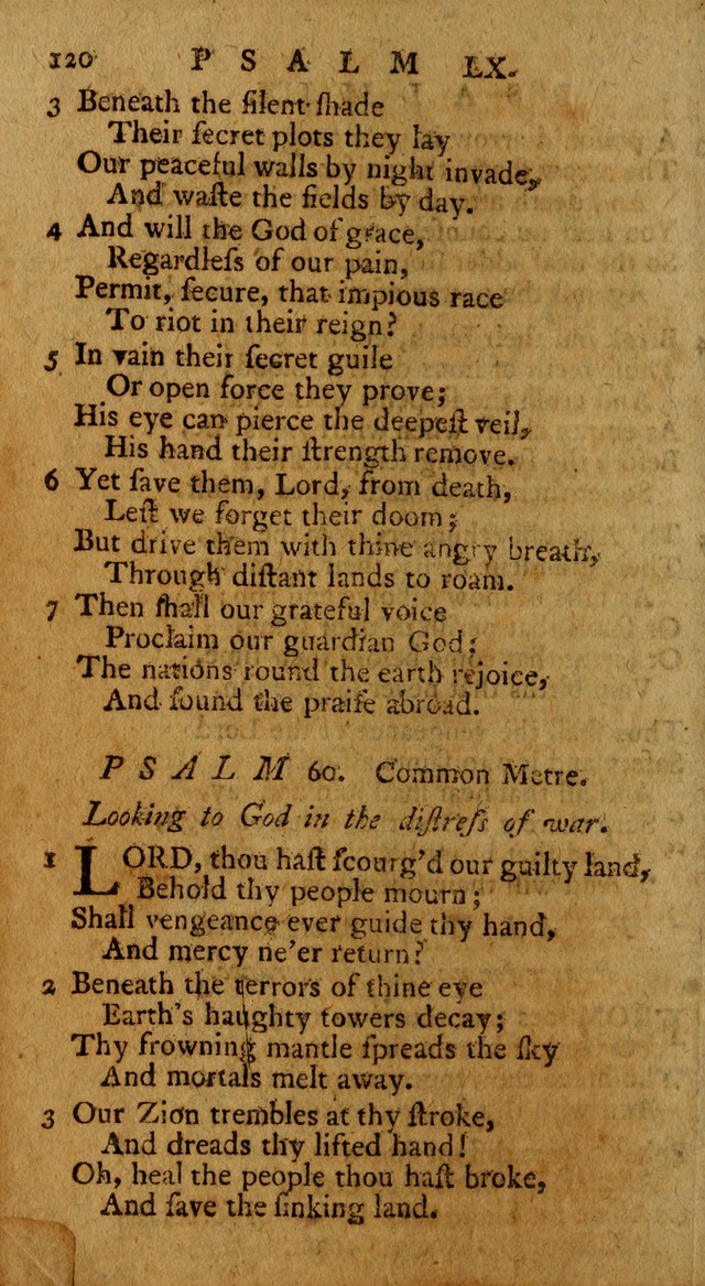 Psalms, carefully suited to the Christian worship in the United States of America: being an improvement of the old version of the Psalms of David ; allowed by the reverend Synod of New York and Philad page 120