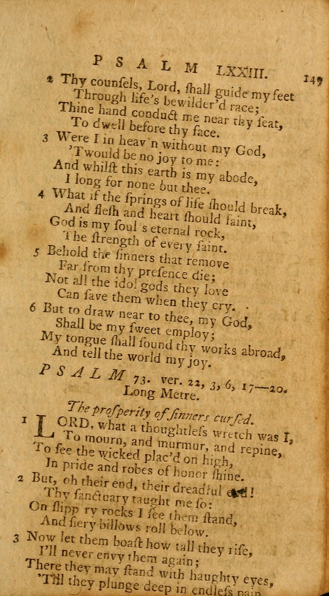 Psalms, carefully suited to the Christian worship in the United States of America: being an improvement of the old version of the Psalms of David ; allowed by the reverend Synod of New York and Philad page 149