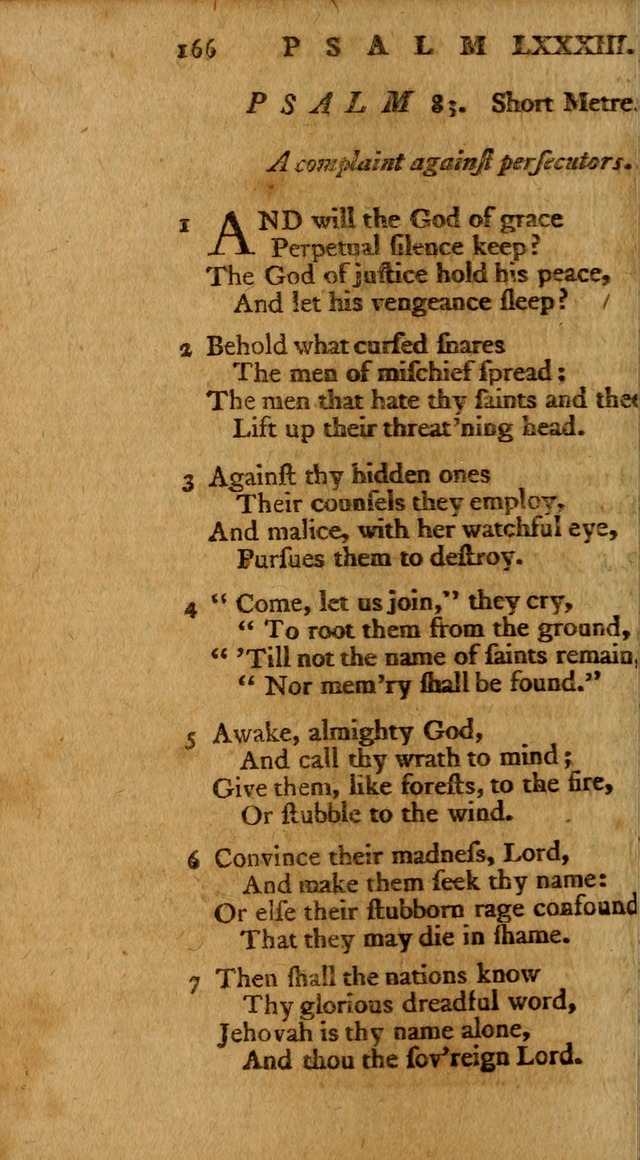 Psalms, carefully suited to the Christian worship in the United States of America: being an improvement of the old version of the Psalms of David ; allowed by the reverend Synod of New York and Philad page 166