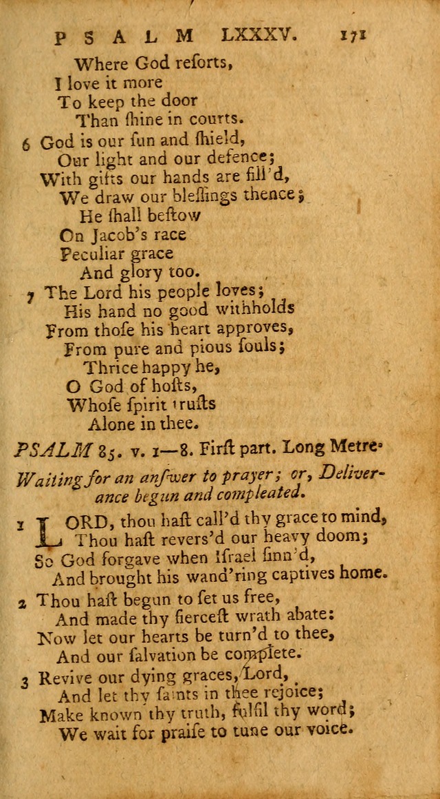 Psalms, carefully suited to the Christian worship in the United States of America: being an improvement of the old version of the Psalms of David ; allowed by the reverend Synod of New York and Philad page 171